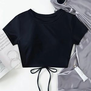 Swimsuit crop top T shirt black